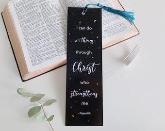 Christian bookmarks, Religious scripture bookmark, faith bookmark, Scripture I can do all things through Christ