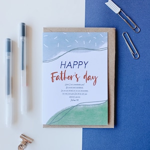 Tarjeta del día del Padre, Día de los Padres Felices Josué 1:9, Tarjeta cristiana, Tarjeta religiosa, versículo bíblico, tarjeta de fe, tarjeta de las Escrituras, Estilo de arte abstracto