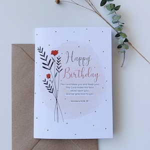 Christelijke vriendschap verjaardagskaart, Godsdienstige Kaart, bijbelvers, geloofskaart, Schriftkaart, hand getrokken bloemen eucalyptus en papaverbloem
