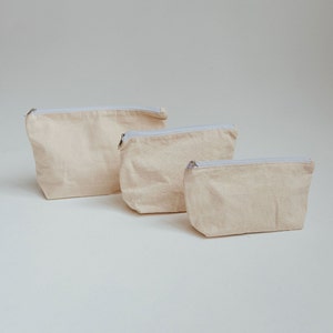 3- PACK Zipper pouch 100% Cotton canvas| blank bulk | DIY arts & crafts | cosmetic | travel | wedding favors | monogram gift ideas