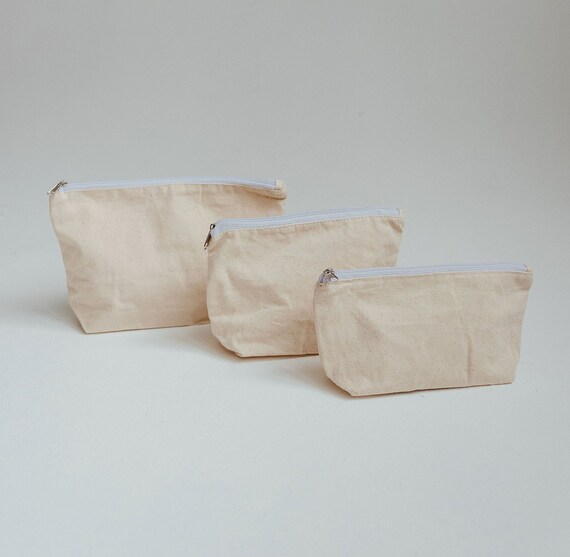 3 PACK Zipper Pouch 100 Cotton Canvas Blank Bulk DIY Arts Crafts Cosmetic Travel Wedding Favors Monogram Gift Ideas Etsy