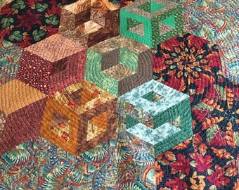 Handmade patchwork quilt - Hidden boxes