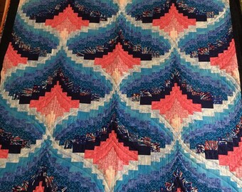 Bargello Flame - handmade patchwork quilt