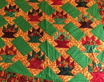 Handmade patchwork quilt - Tulip Baskets