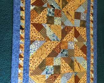 Handmade patchwork quilt - Moody blues