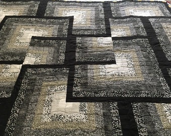 Black & white handmade patchwork quilt