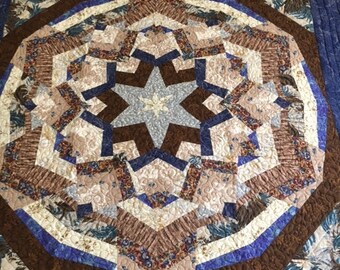 Handmade Kaleidoscope Quilt: Patchwork Cotton Throw (50x50 inches)