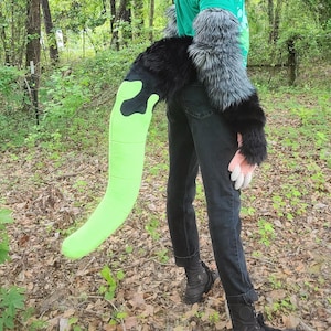 Green and Black Opossum Fursuit Plush Tail