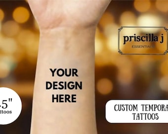 Custom temporary tattoo, birthday party favors, custom party favors, business logo tattoo, custom design, 1.5 inch temporary tattoos