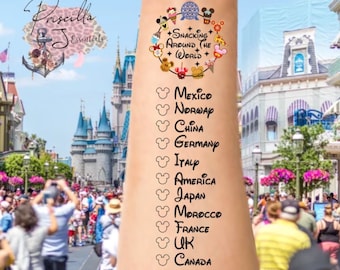 Snacking around the world checklist tattoo, snacking around the world passport, food and wine festival tattoo, checklist tattoo