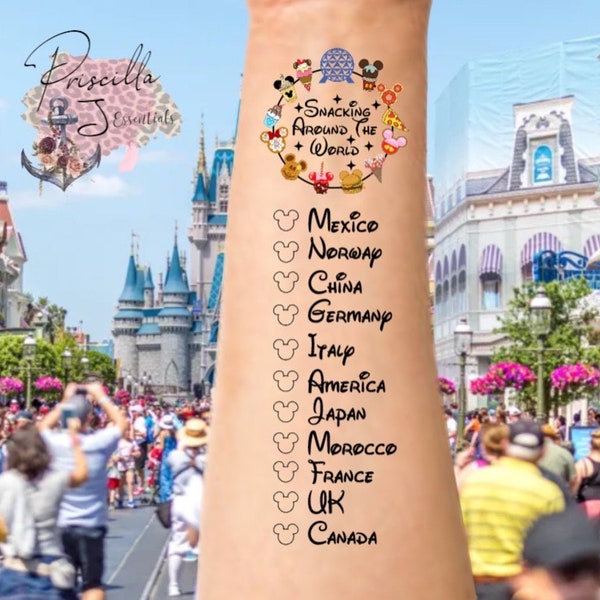 Snacking around the world checklist tattoo, snacking around the world passport, food and wine festival tattoo, checklist tattoo