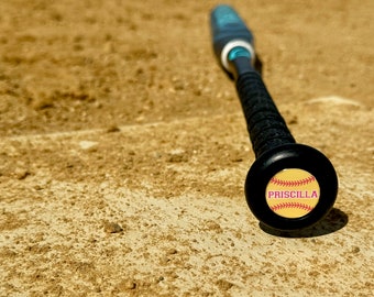 Custom softball name and number 3D knob sticker, softball bat sticker, personalized baseball bat sticker, t-ball bat sticker, bat name tag