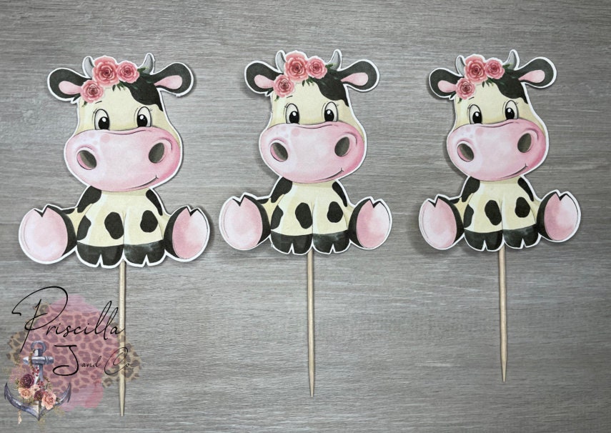 Cow Cupcake Topper Holy Cow Im 1 Holy Cow Im Cute Holy Cow Im 2 Cow theme party decor barn theme party Farm party Cow Print