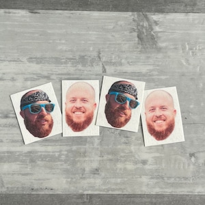 Bachelorette Tattoos, Bräutigam Tattoos, individuelle Gesichtstattoos, Foto temporäres Tattoo, erstes Geburtstagsgeschenk, Partybevorzugungstattoos, temporäres Tattoo