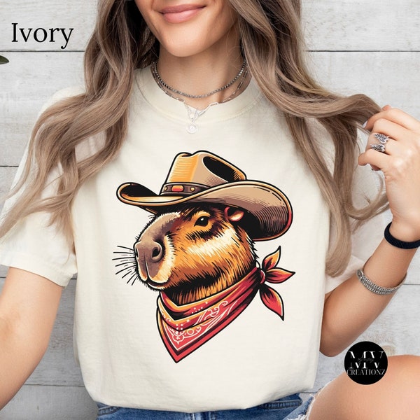 Western Style Capybara Shirt | Comfort Colors | Cute Trendy Zoo Animal Lover Gift | Funny Capybara Tee | Cottagecore T-shirt | Rodent Shirt