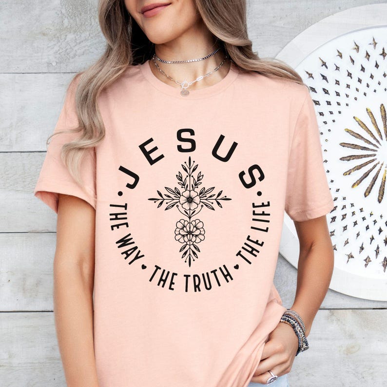 Boho Christian Shirt Jesus is the Way the Truth and the Life Floral