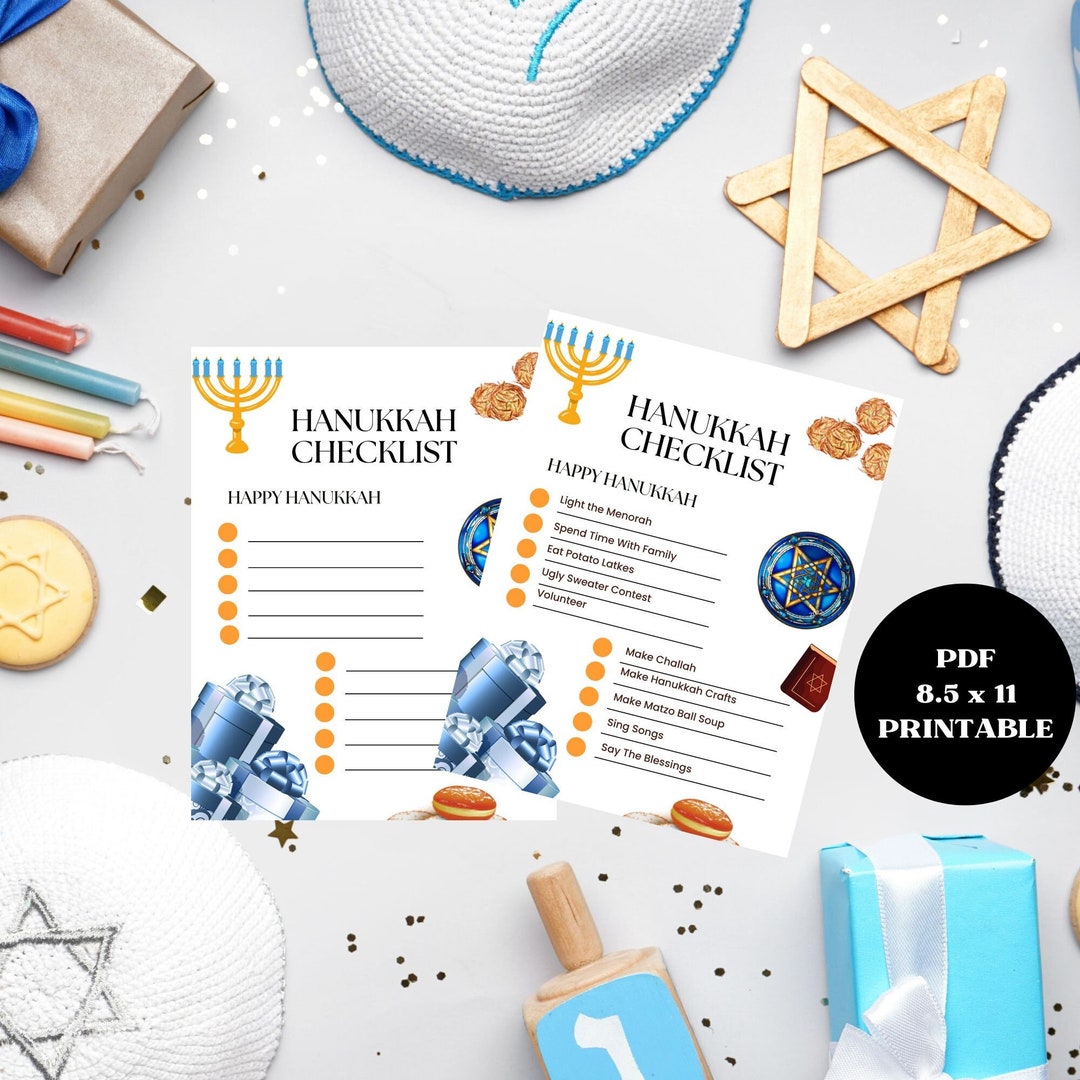 Printable Hanukkah Checklist PDF Happy Hanukkah Gift for Etsy