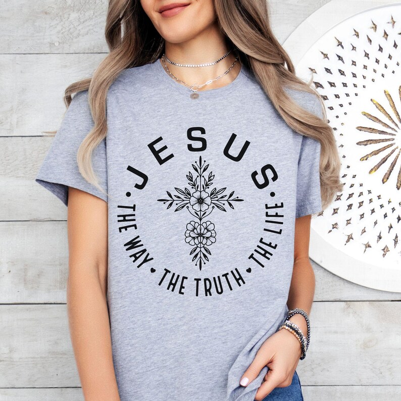 Boho Christian Shirt Jesus is the Way the Truth and the Life Floral