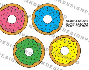 Donut Clipart & Stickers // Digital Download