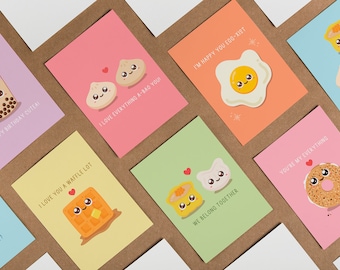 Greeting Card Bundles | punny food card, asian food card, kawaii asian cards, cute, love, birthday, valentine