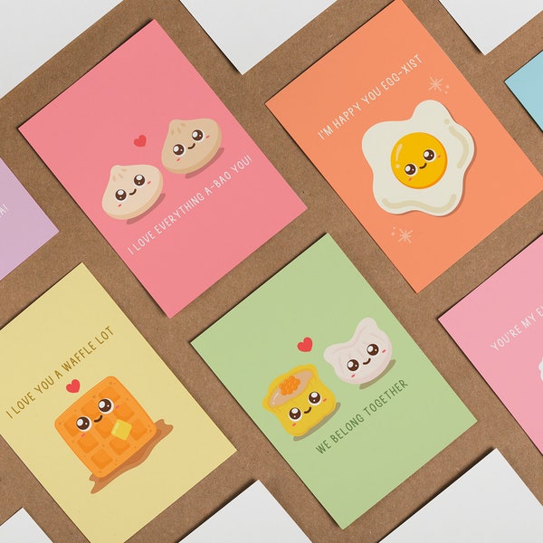 Greeting Card Bundles | punny food card, asian food card, kawaii asian cards, cute, love, birthday, valentine