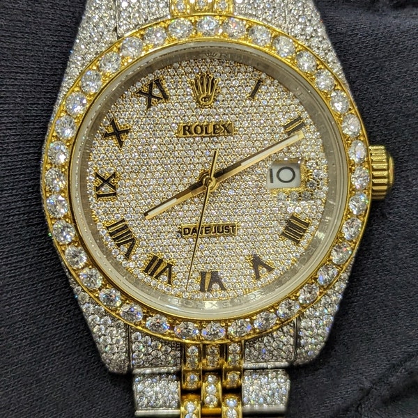Two Tone Automatic Moissanite Diamond Watch - Luxury Men's VVS1 Timepiece For Men Luxury Diamond Watch For Men