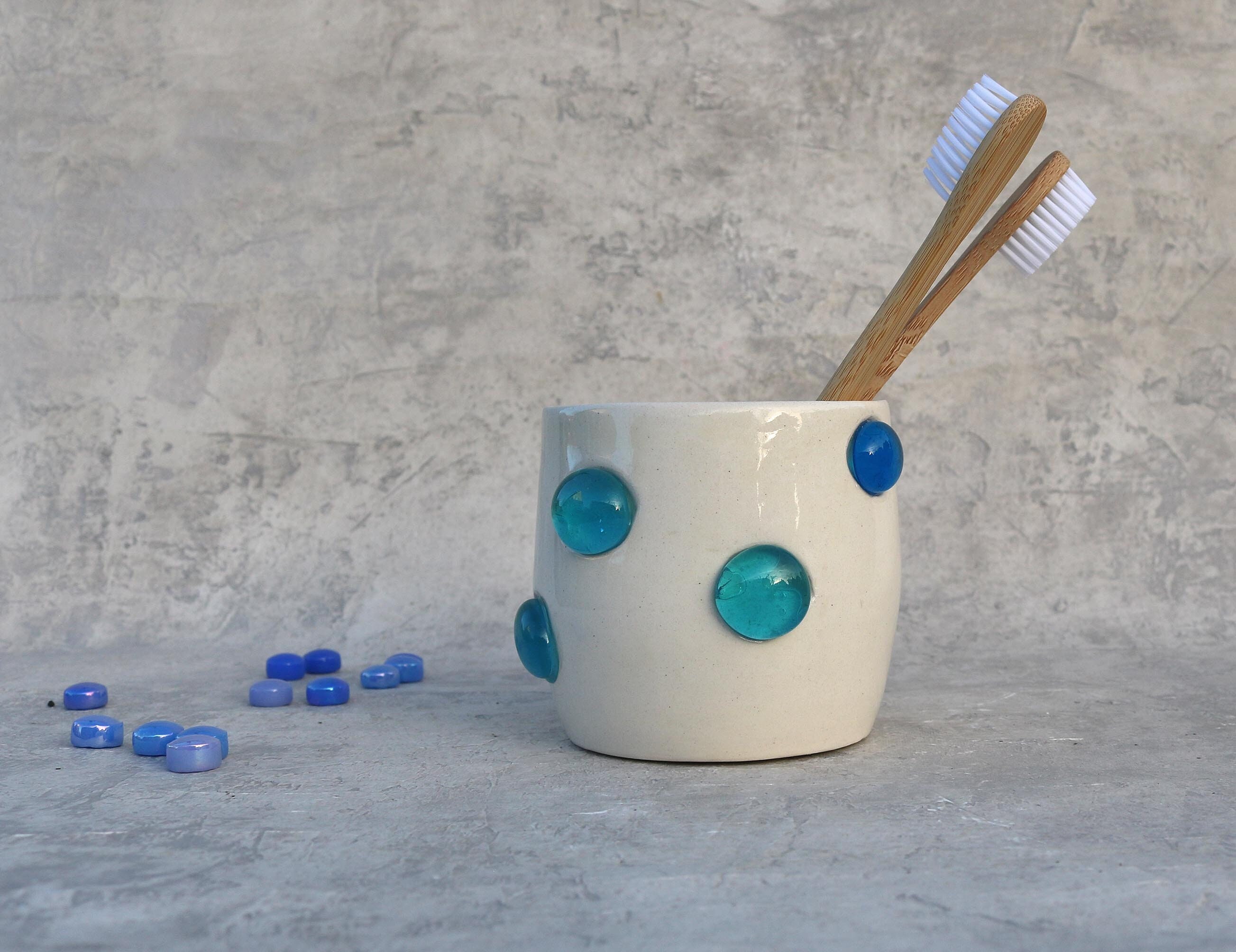 Gobelet Aux Bleues Bulles Faïence Céramique