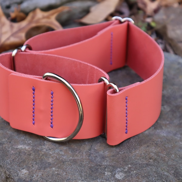 Toughest Leather Martingale Collar- Coral Esquire