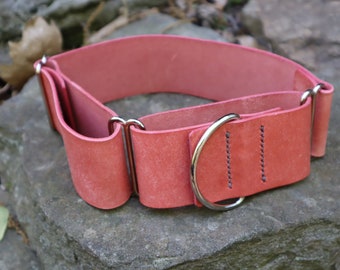 Collar de perro martingala de cuero italiano rosa--Totalmente ajustable--Múltiples tamaños y anchos--Collar hecho a mano Perfecto para todas las razas
