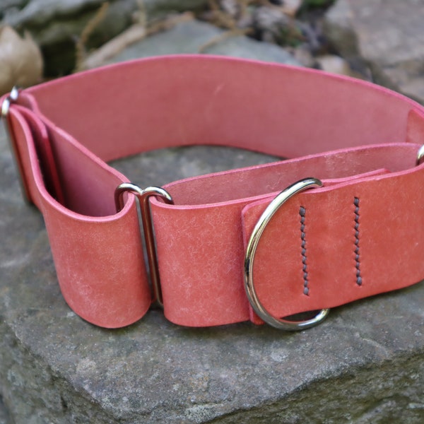 Pink Italian Leather Martingale Dog Collar--Fully Adjustable--Multiple Sizes and Widths--Handmade Collar Perfect for all breeds