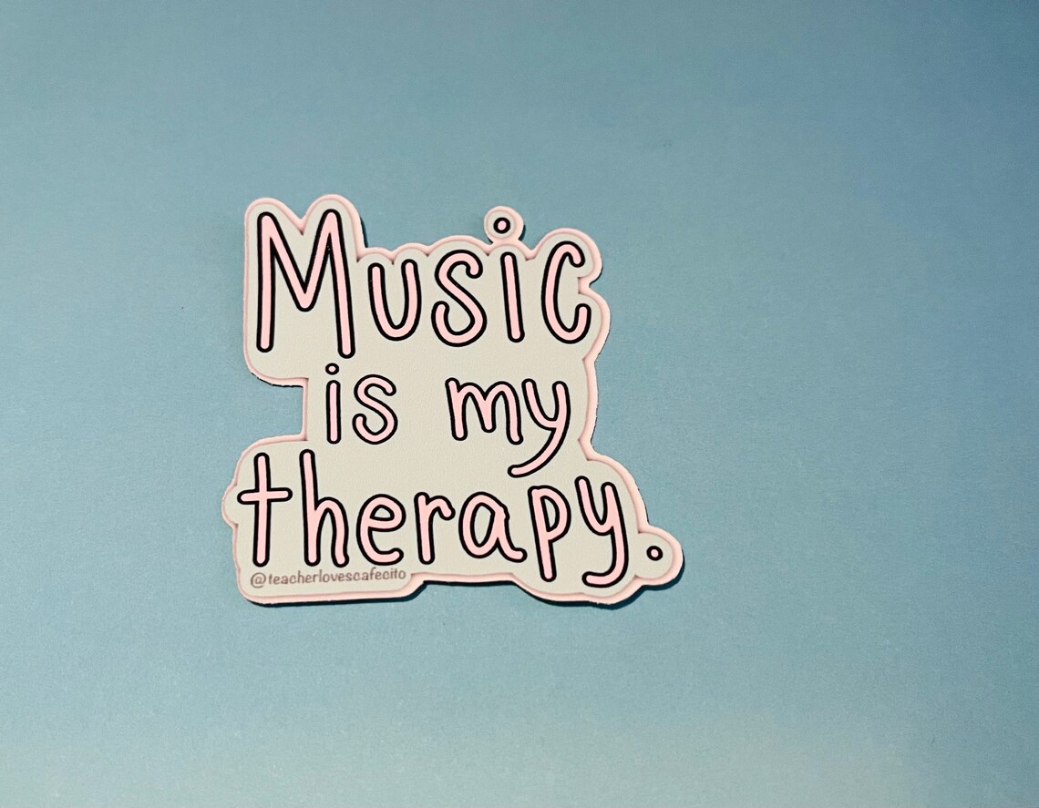 Vinyl Matte Sticker Music Is My Therapy Mint Etsy
