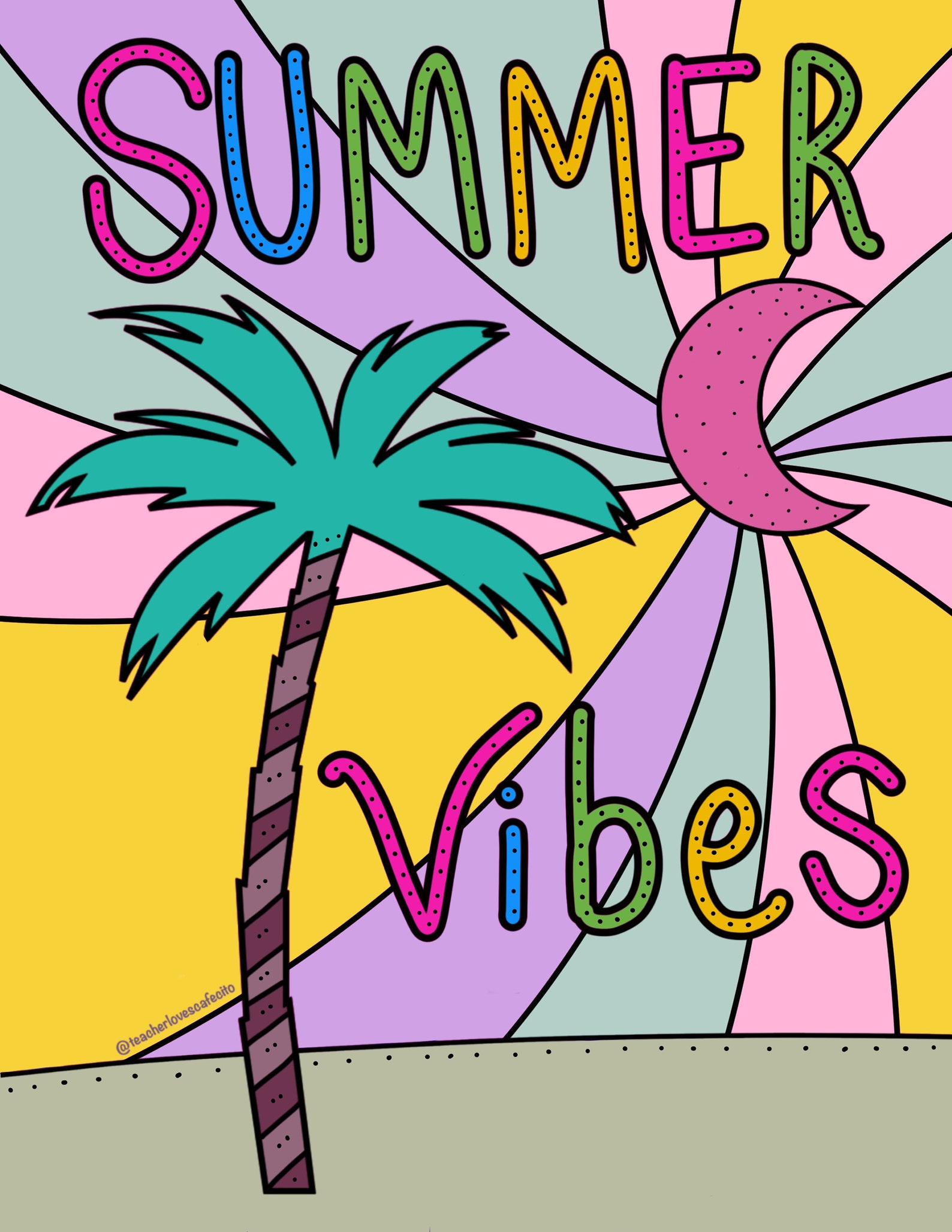 Coloring Page Summer Vibes Digital & Print | Etsy