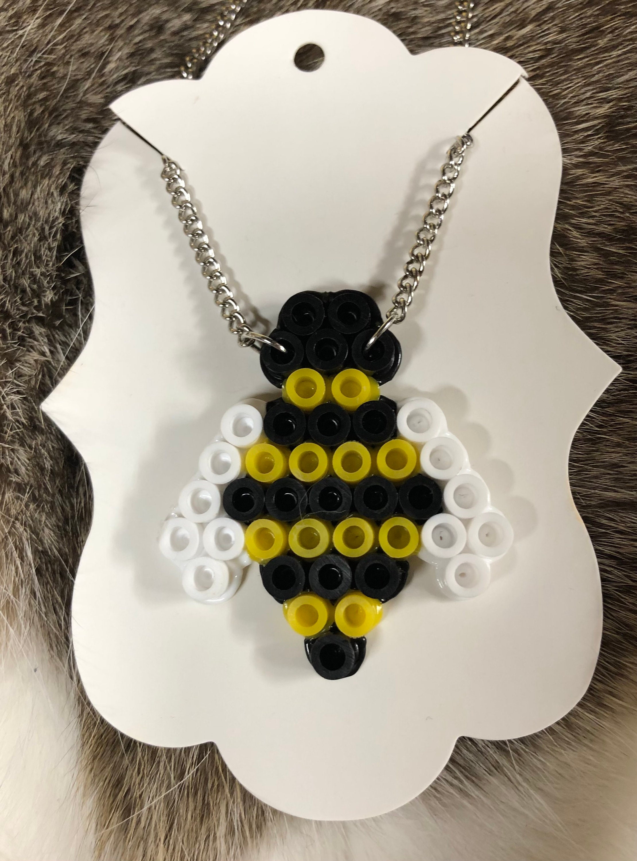 Cute Perler Bead Bumble Bee Necklace Etsy