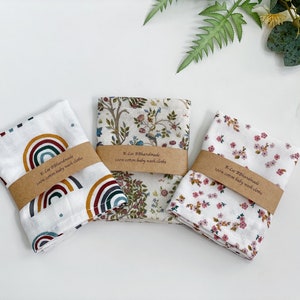 3pcs Baby wash cloths, quick dry super soft double muslin, reusable face wipes, shower cloths