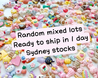 15/25/50/100 mixed lots random cute Cabochons , kawaii decoden, flat backs, DIY projects, phone case deco, hair clip deco, Sydney stocks