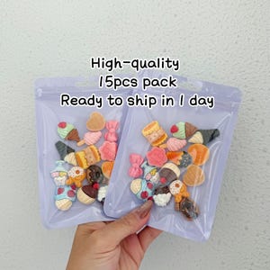15 pezzi kawaii finto cibo carino deserto decodificato ciondoli, cabochon a retro piatto, ciondoli coniglio rosa, artigianato fai da te per bambini, ciondoli custodia telefono, colla crema