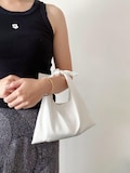 White satin bow bag, wedding bag, ivory white evening bag, dinner bag, bridal satin bag, bow handle bag, wedding guest bag, thick satin bag product logo
