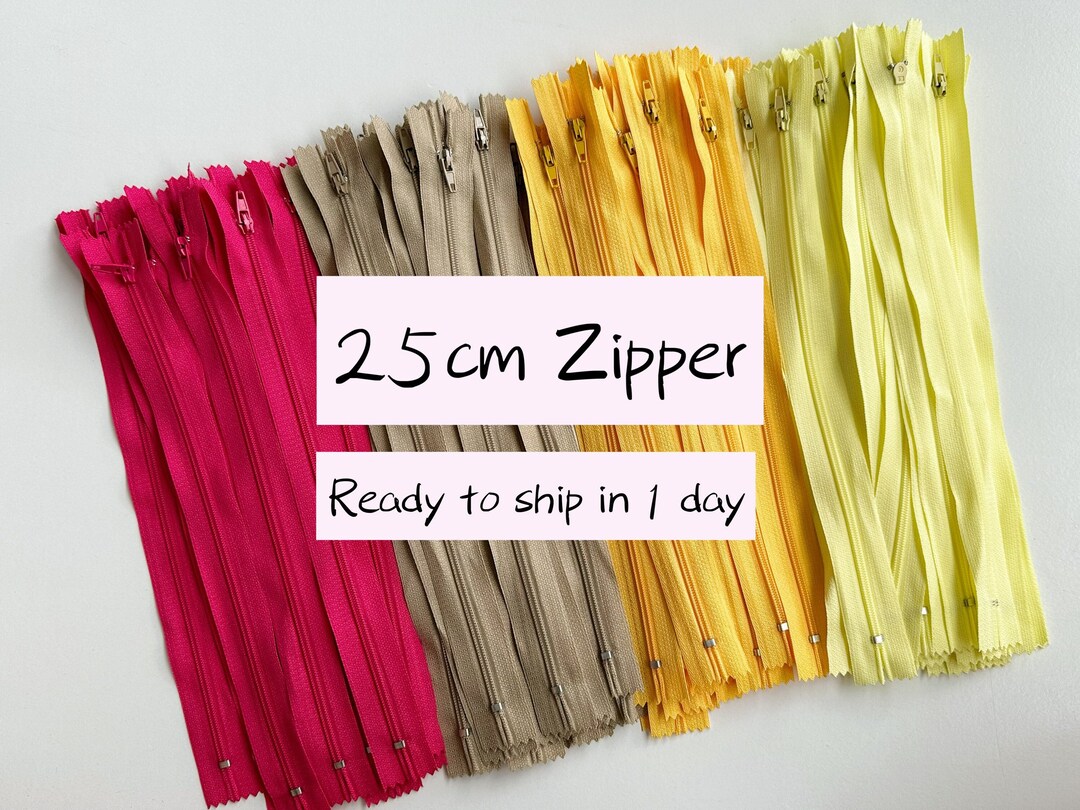 25cm Zipper, 5 Zip Pack, Closed End Zipper, Nylon Zipper, 8 Inches