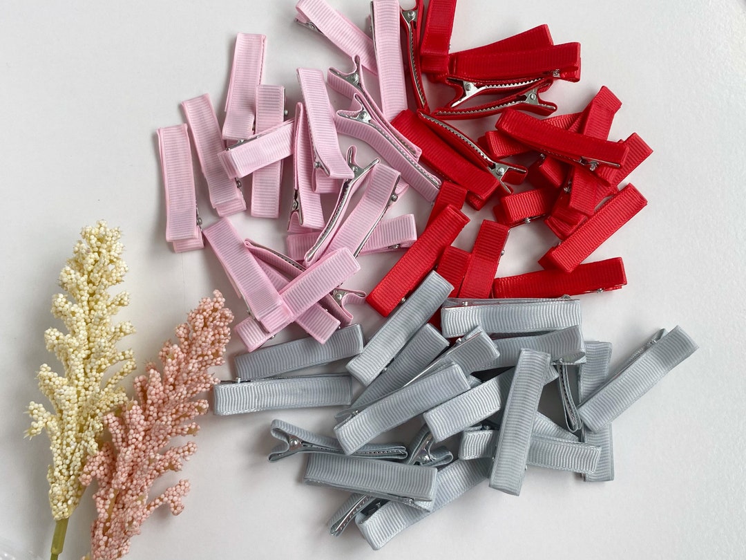 6 or 12 Pack Lined Alligator Clips, Hair Clip Craft, 50mm Covered Hair