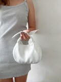 Handmade small cute satin bow bag, wedding bag, evening bag, black party bag, white bag, champagne bag, knot bag, satin bag product logo