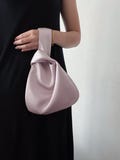 Bridal satin knot bag, evening bag, pink bag, dinner bag, wedding bag, bridesmaids bag, Japanese knot bag, minimalist Clutch Purse product logo