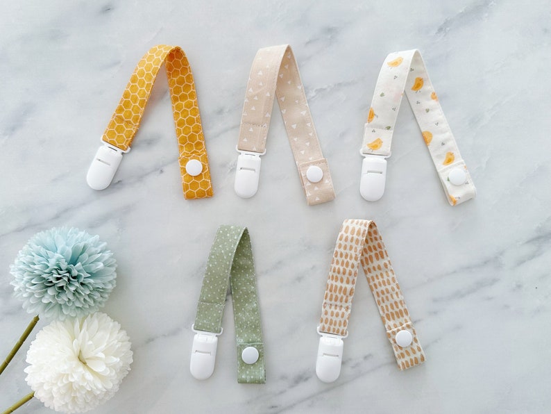Set of 5 small fabric clips, neutral colors , multipurpose clip toy clips, cotton clip, neutral baby 2 cm image 7