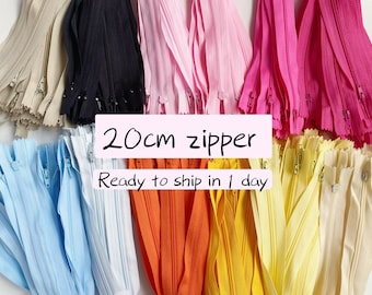 20cm zipper, 6 zip pack, closed end zipper, nylon zipper, 8 inches zipper, lightweight zipper,12 colors, au zipper stocks, ready to ship