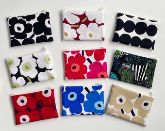 Marimekko zipper pouch, poppy coin purse, zipper card pouch, cotton coin purse, small zipper pouch, 9 different patterns