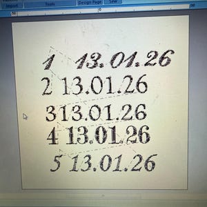 May include: A computer screen displays a document with dates and numbers. The dates are formatted as day.month.year, with the year being 2026. The numbers 1 through 5 are listed next to the dates. The document is on a white background.