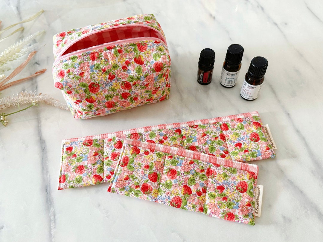 Small Quilted Makeup Bag Essential Oils Pouch Zipper Pouch Etsy