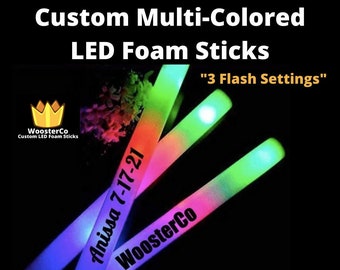 Led Foam Light Sticks 24 PCS Flashing Light Up Glow Batons Multicolor Foam Glow Bulk in The Dark,3 Modes Party Supplies Weddings,DJ Wands Birthdays Concert