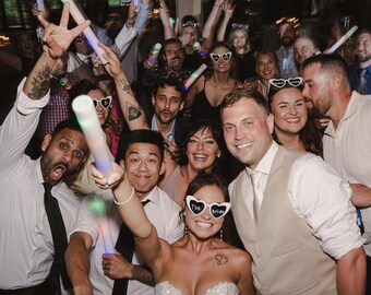 100 Customizable Wedding LED Foam Party Sticks: 16 Inch Flashing Glow Batons