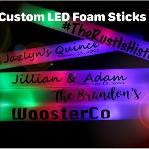 100 CUSTOM LED Foam Glow Sticks 16 Inch 3 Modes Multi-color, Light up LED  Foam Stick 