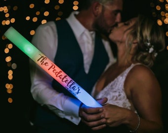 30/50/100/150/200 Custom LED Wedding Foam Sticks Perfect for Exit, Dance, Birthday, Quince, Promo, Glow - 16 Inch Multicolor Color Flashing